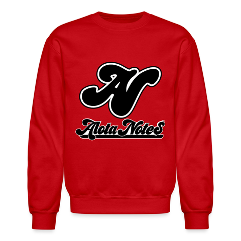 Alota Note$ Blk Lettermark/Wordmark + Icon/Monogram Unisex Crewneck Sweatshirt - red