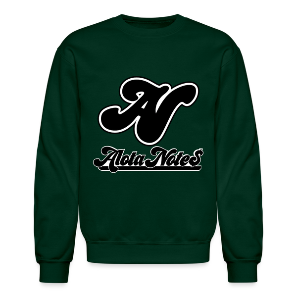 Alota Note$ Blk Lettermark/Wordmark + Icon/Monogram Unisex Crewneck Sweatshirt - forest green