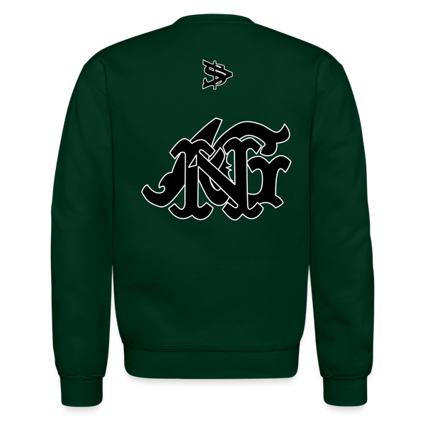 Alota Note$ Blk Lettermark/Wordmark + Icon/Monogram Unisex Crewneck Sweatshirt - forest green