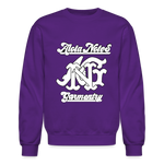 Alota Note$ Garmentry Monogram/Wordmark + Icon/Wordmark Scripted Sleeve Unisex Crewneck Sweatshirt - purple