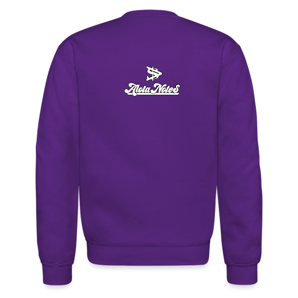 Alota Note$ Garmentry Monogram/Wordmark + Icon/Wordmark Scripted Sleeve Unisex Crewneck Sweatshirt - purple