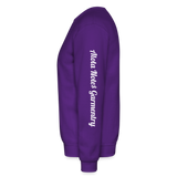 Alota Note$ Garmentry Monogram/Wordmark + Icon/Wordmark Scripted Sleeve Unisex Crewneck Sweatshirt - purple