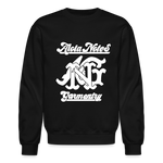 Alota Note$ Garmentry Monogram/Wordmark + Icon/Wordmark Scripted Sleeve Unisex Crewneck Sweatshirt - black