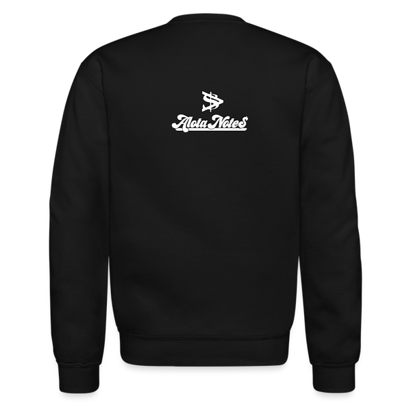 Alota Note$ Garmentry Monogram/Wordmark + Icon/Wordmark Scripted Sleeve Unisex Crewneck Sweatshirt - black