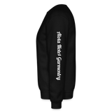 Alota Note$ Garmentry Monogram/Wordmark + Icon/Wordmark Scripted Sleeve Unisex Crewneck Sweatshirt - black