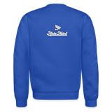 Alota Note$ Garmentry Monogram/Wordmark + Icon/Wordmark Scripted Sleeve Unisex Crewneck Sweatshirt - royal blue