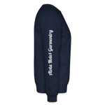 Alota Note$ Garmentry Monogram/Wordmark + Icon/Wordmark Scripted Sleeve Unisex Crewneck Sweatshirt - navy