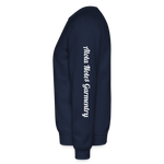 Alota Note$ Garmentry Monogram/Wordmark + Icon/Wordmark Scripted Sleeve Unisex Crewneck Sweatshirt - navy