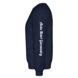 Alota Note$ Garmentry Monogram/Wordmark + Icon/Wordmark Scripted Sleeve Unisex Crewneck Sweatshirt - navy