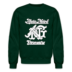 Alota Note$ Garmentry Monogram/Wordmark + Icon/Wordmark Scripted Sleeve Unisex Crewneck Sweatshirt - forest green