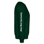 Alota Note$ Garmentry Monogram/Wordmark + Icon/Wordmark Scripted Sleeve Unisex Crewneck Sweatshirt - forest green