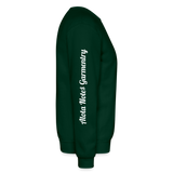 Alota Note$ Garmentry Monogram/Wordmark + Icon/Wordmark Scripted Sleeve Unisex Crewneck Sweatshirt - forest green