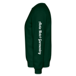 Alota Note$ Garmentry Monogram/Wordmark + Icon/Wordmark Scripted Sleeve Unisex Crewneck Sweatshirt - forest green