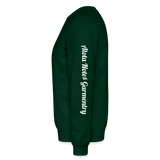 Alota Note$ Garmentry Monogram/Wordmark + Icon/Wordmark Scripted Sleeve Unisex Crewneck Sweatshirt - forest green