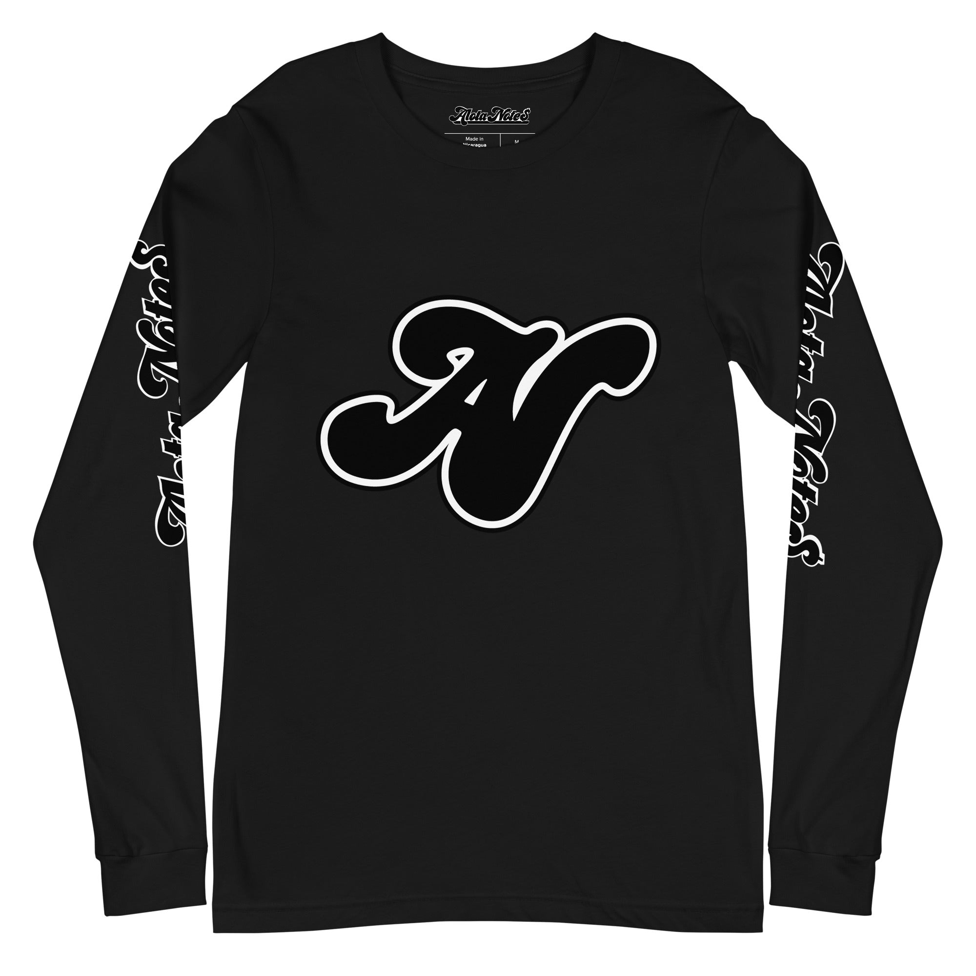 Alota Note$ Black Lettermark Unisex Long Sleeve Tee