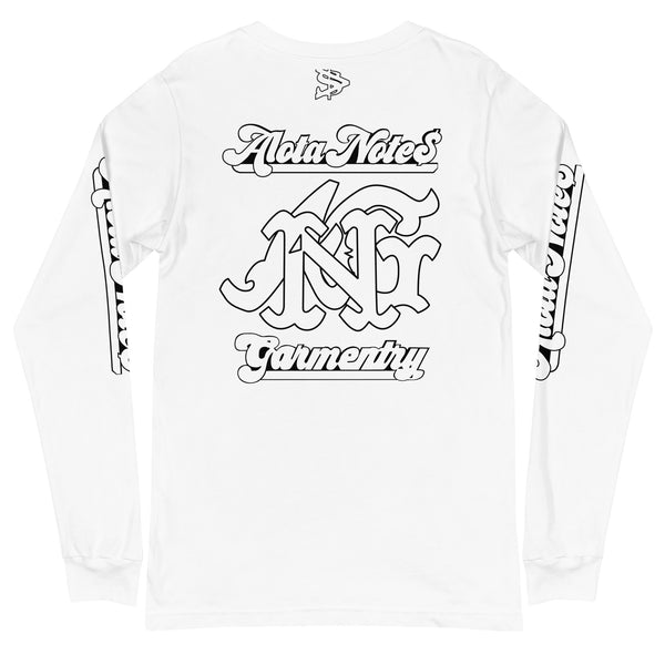 Alota Note$ Lettermark Left Chest Unisex Long Sleeve Tee - Bella + Canvas 3501