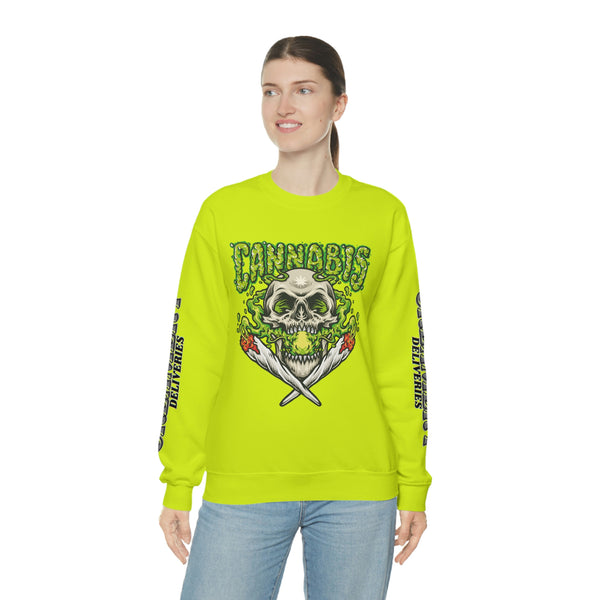 Creamery Deliveries 'Cannabis Skull & Burning Spliffs' Unisex Heavy Blend™ Crewneck Sweatshirt