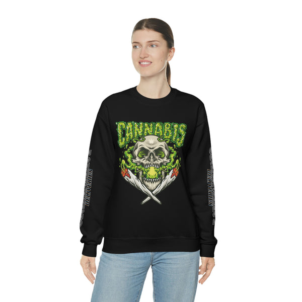 Creamery Deliveries 'Cannabis Skull & Burning Spliffs' Unisex Heavy Blend™ Crewneck Sweatshirt