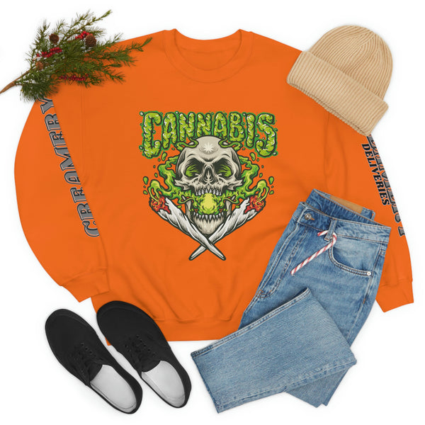 Creamery Deliveries 'Cannabis Skull & Burning Spliffs' Unisex Heavy Blend™ Crewneck Sweatshirt