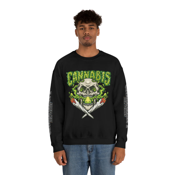 Creamery Deliveries 'Cannabis Skull & Burning Spliffs' Unisex Heavy Blend™ Crewneck Sweatshirt