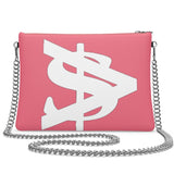 Alota Note$ Lettermark-Icon Crossbody Bag (Salmon, White))