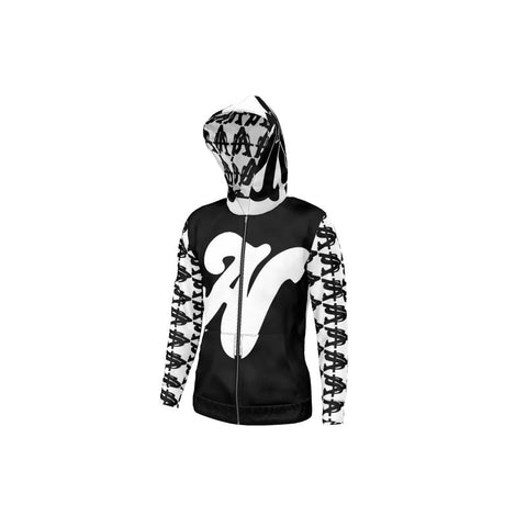 ALOTA NOTES LETTERMARK MONOGRAM ZIP HOODIE BLACK WHT