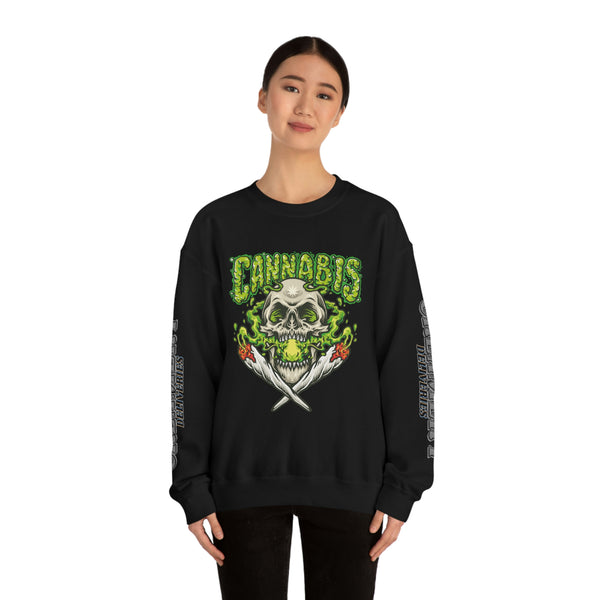 Creamery Deliveries 'Cannabis Skull & Burning Spliffs' Unisex Heavy Blend™ Crewneck Sweatshirt