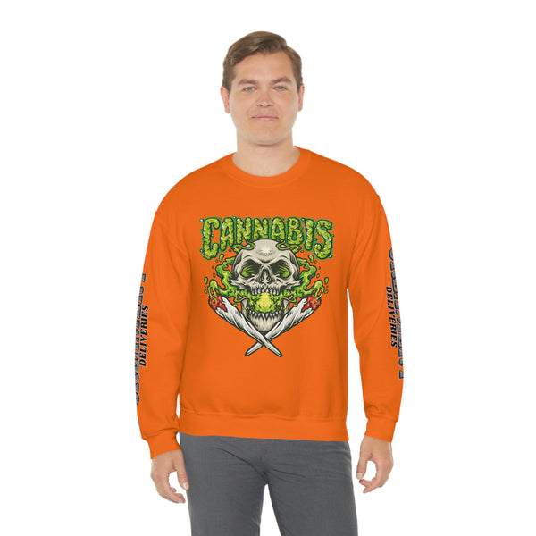 Creamery Deliveries 'Cannabis Skull & Burning Spliffs' Unisex Heavy Blend™ Crewneck Sweatshirt