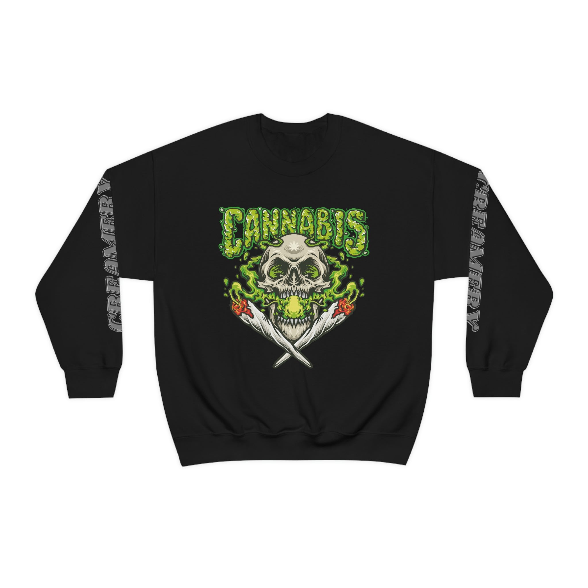 Creamery Deliveries 'Cannabis Skull & Burning Spliffs' Unisex Heavy Blend™ Crewneck Sweatshirt