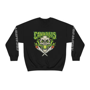 Creamery Deliveries 'Cannabis Skull & Burning Spliffs' Unisex Heavy Blend™ Crewneck Sweatshirt