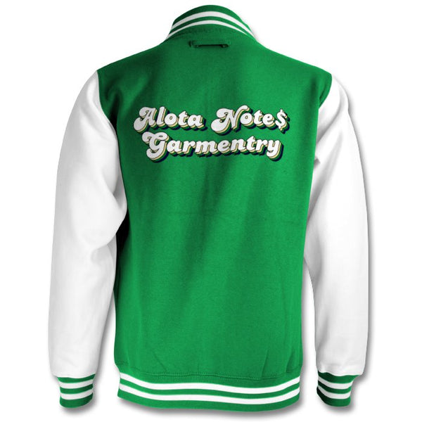 Alota Note$ Retro Wordmark 2Tone Varsity Jacket