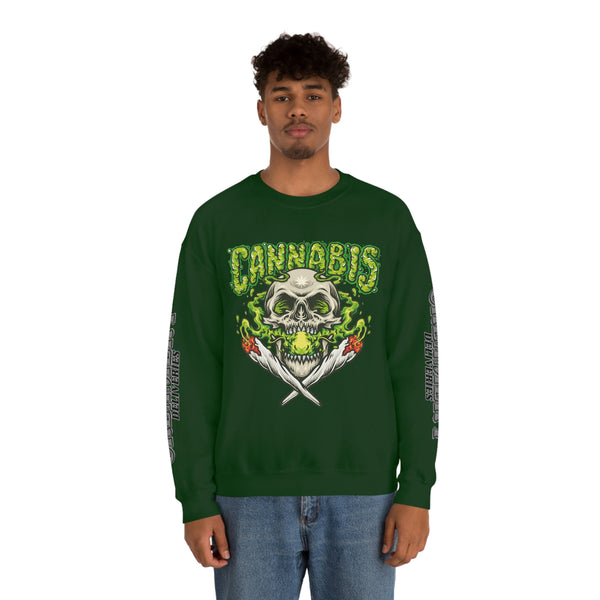 Creamery Deliveries 'Cannabis Skull & Burning Spliffs' Unisex Heavy Blend™ Crewneck Sweatshirt