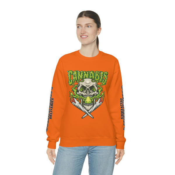 Creamery Deliveries 'Cannabis Skull & Burning Spliffs' Unisex Heavy Blend™ Crewneck Sweatshirt