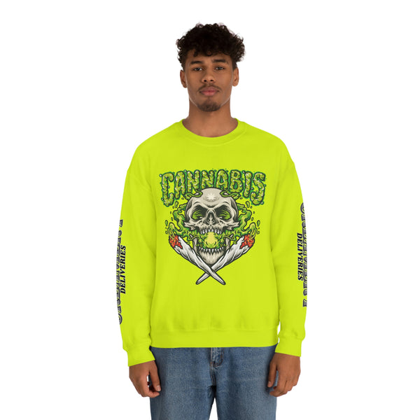 Creamery Deliveries 'Cannabis Skull & Burning Spliffs' Unisex Heavy Blend™ Crewneck Sweatshirt