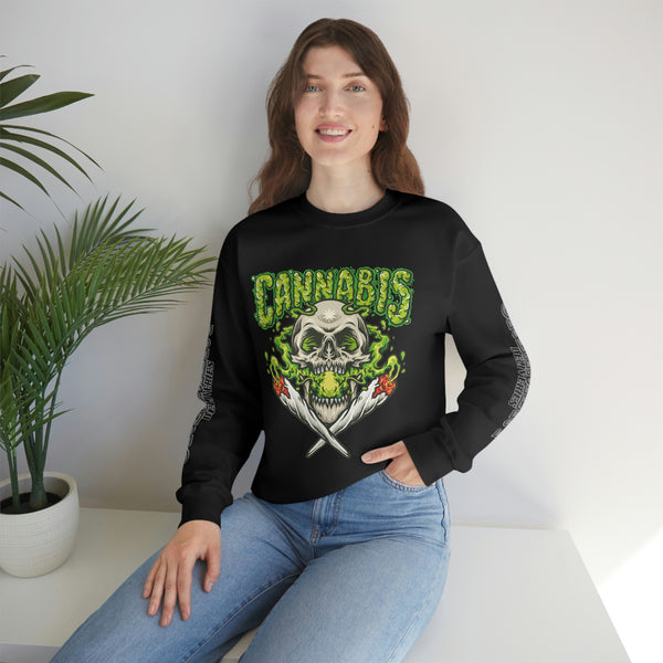 Creamery Deliveries 'Cannabis Skull & Burning Spliffs' Unisex Heavy Blend™ Crewneck Sweatshirt