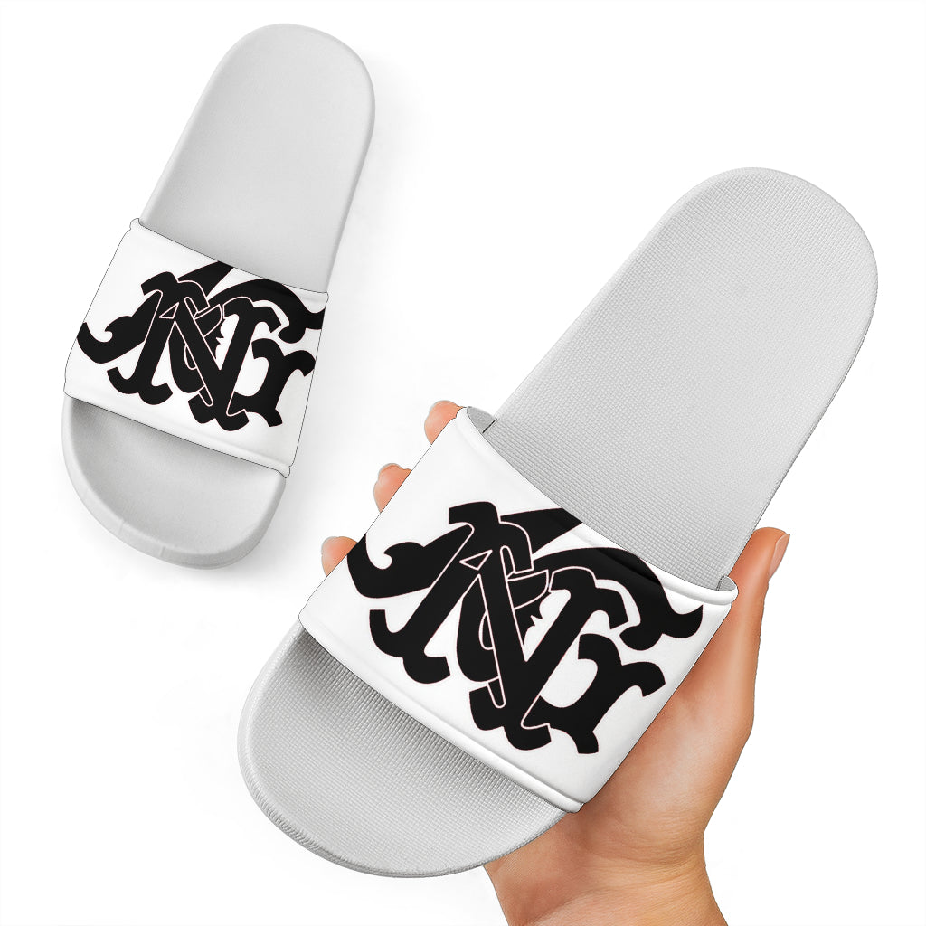 ANG Monogram Slides - White, Black