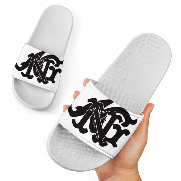 ANG Monogram Slides - White, Black