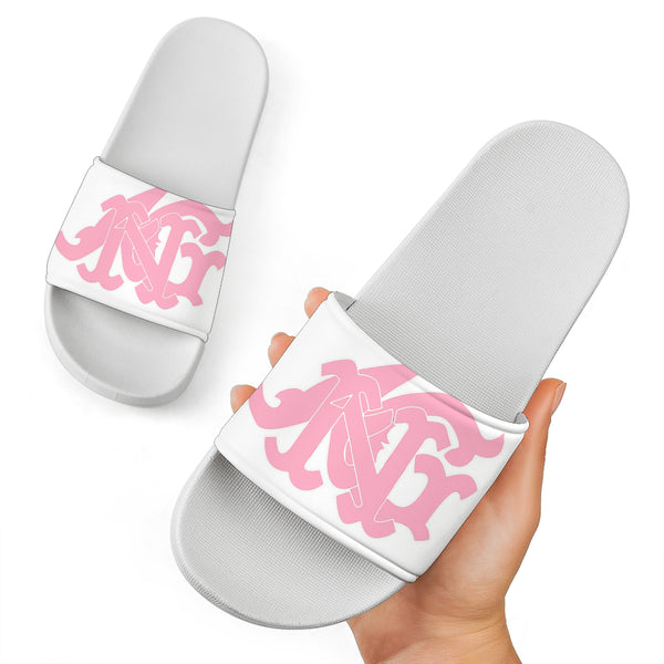 ANG Monogram Slides - White, Pink