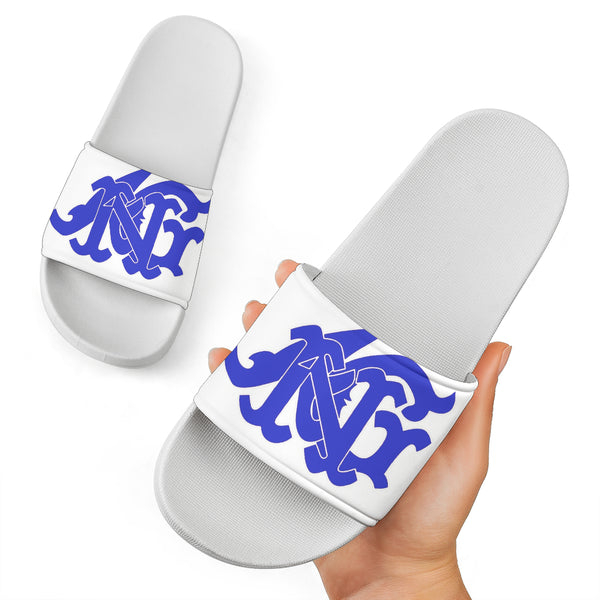 ANG Monogram Slides - White, Royal