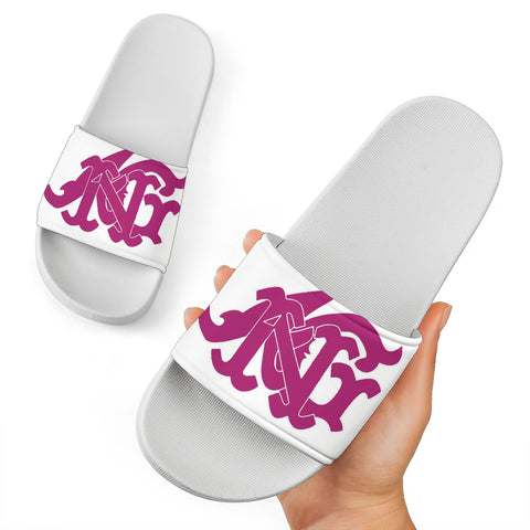 ANG Monogram Slides - White, Raspberry