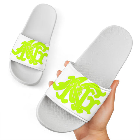 ANG Monogram Slides - White, Lime