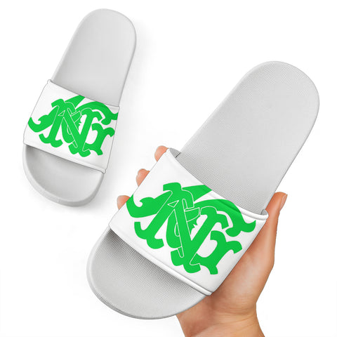 ANG Monogram Slides - White, Emerald Green