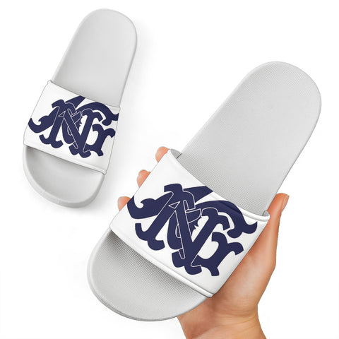 ANG Monogram Slides - White, Navy