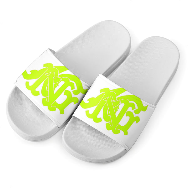 ANG Monogram Slides - White, Lime