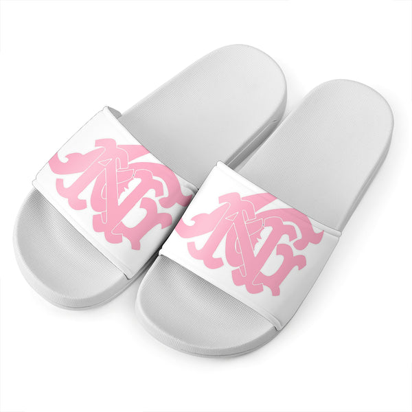 ANG Monogram Slides - White, Pink