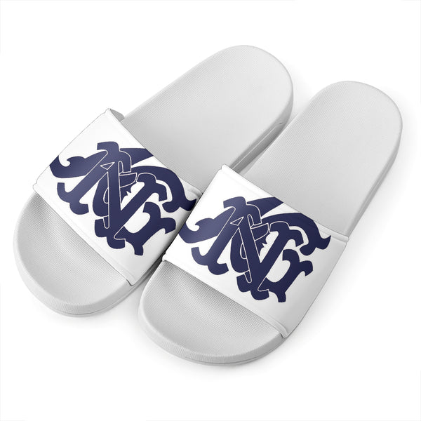 ANG Monogram Slides - White, Navy