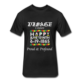 D'IMAG'E Couture Men's Happy Juneteenth Fitted Cotton/Poly T-Shirt by Next Level - black