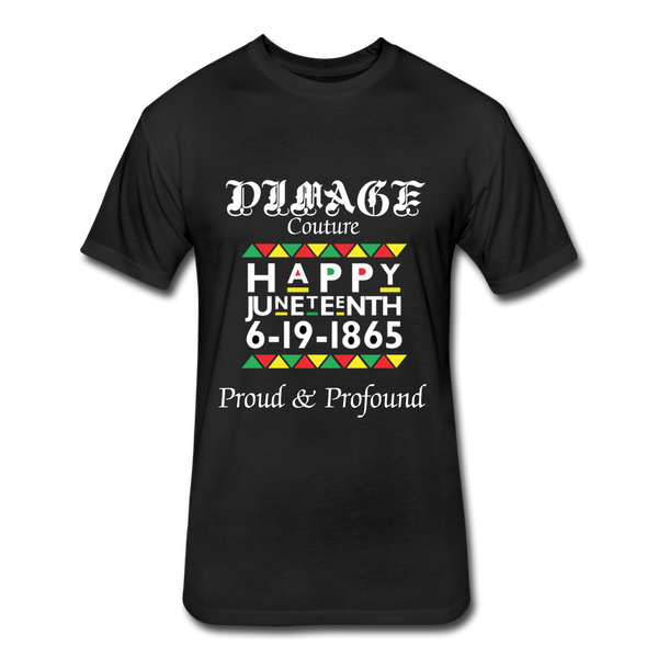 D'IMAG'E Couture Men's Happy Juneteenth Fitted Cotton/Poly T-Shirt by Next Level - black