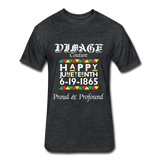 D'IMAG'E Couture Men's Happy Juneteenth Fitted Cotton/Poly T-Shirt by Next Level - heather black