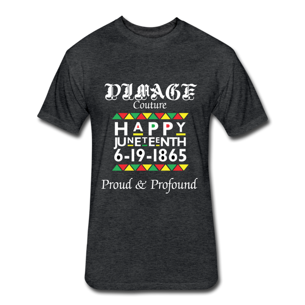 D'IMAG'E Couture Men's Happy Juneteenth Fitted Cotton/Poly T-Shirt by Next Level - heather black